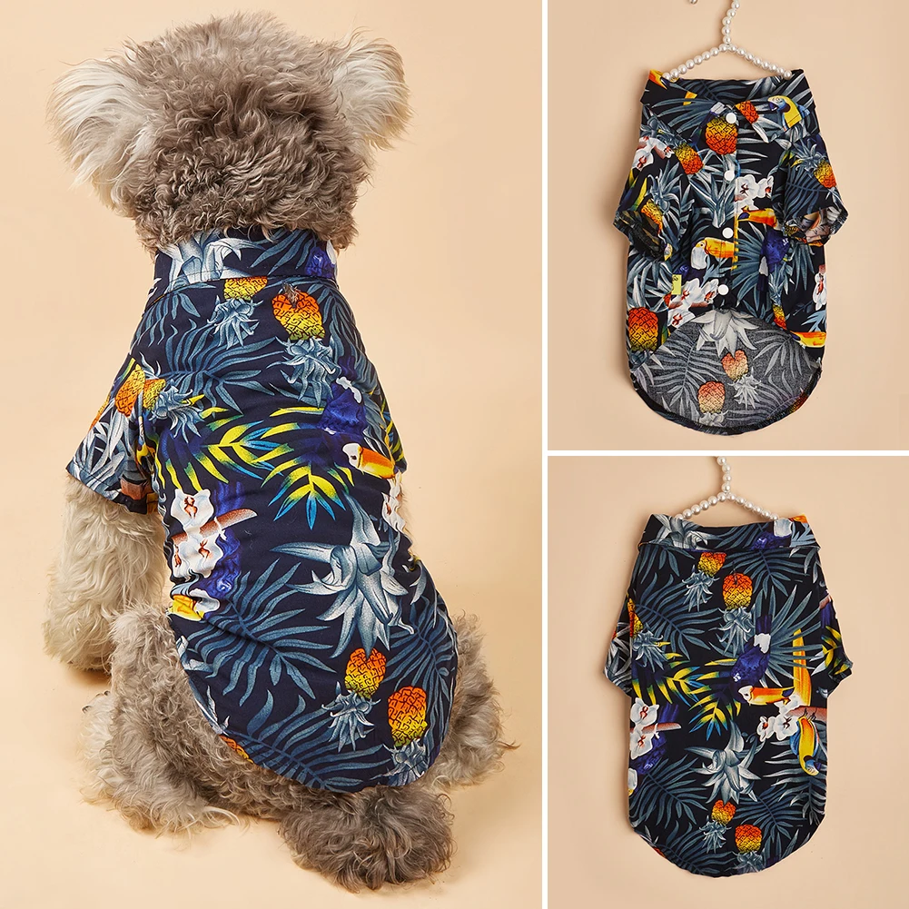 Hawaiian Style Leaf Printed Pet Beach Shirts Summer Dog Clothes for Puppy Small Large Cat Dog Chihuahua Costume Pets Hawaiian Style Leaf Printed Pet Beach Shirts Summer Dog Clothes for Puppy Small Large Cat Dog Chihuahua Costume Pets