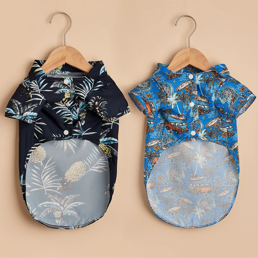 Hawaiian Style Leaf Printed Pet Beach Shirts Summer Dog Clothes for Puppy Small Large Cat Dog Chihuahua Costume Pets Hawaiian Style Leaf Printed Pet Beach Shirts Summer Dog Clothes for Puppy Small Large Cat Dog Chihuahua Costume Pets