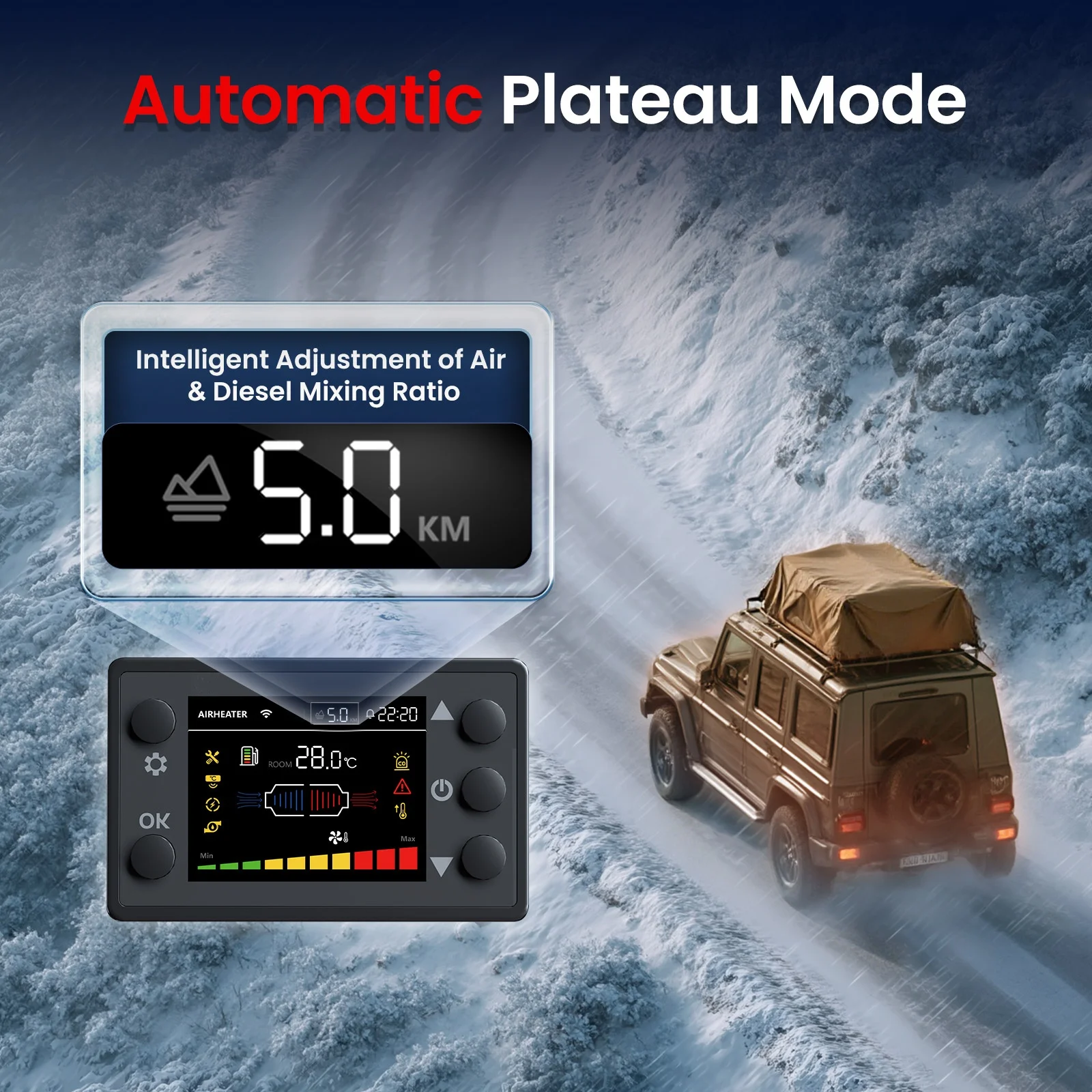 Hcalory 5-8KW Diesel Heater Portable Diesel Air Heater DC12V/24V & AC240V All in One Fast Heating with App Smart Control