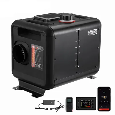Hcalory Toolbox Max Diesel Air Heater 8KW, 100-240V AC & 12/24V DC Diesel Auxiliary Heater with 7.5L Fuel Tank & CO Hcalory Toolbox Max Diesel Air Heater 8KW, 100-240V AC & 12/24V DC Diesel Auxiliary Heater with 7.5L Fuel Tank & CO