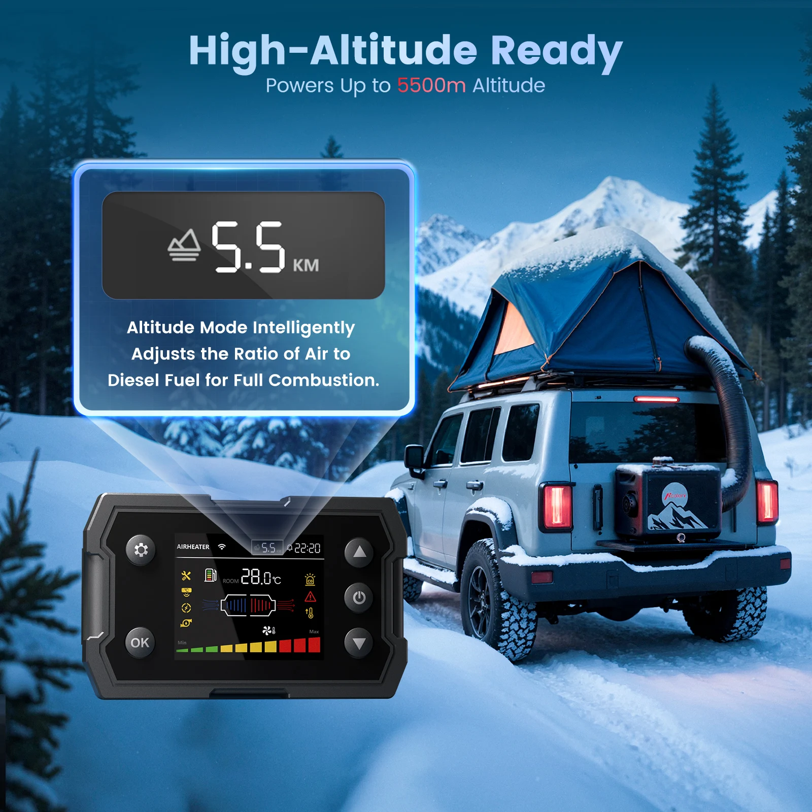 Hcalory Toolbox Max Diesel Air Heater 8KW, 100-240V AC & 12/24V DC Diesel Auxiliary Heater with 7.5L Fuel Tank & CO Hcalory Toolbox Max Diesel Air Heater 8KW, 100-240V AC & 12/24V DC Diesel Auxiliary Heater with 7.5L Fuel Tank & CO