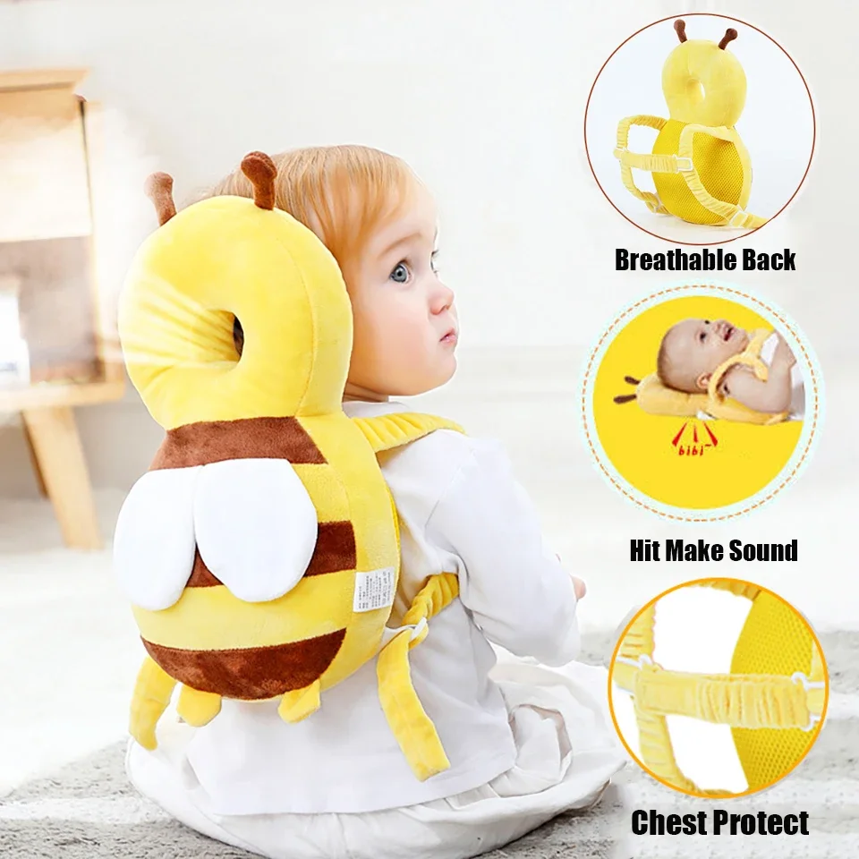 Head Back Protector Baby Protect Pillow Learn Walk Headgear Prevent Injured Safety Pad prevention Fall Cartoon Bee Kids