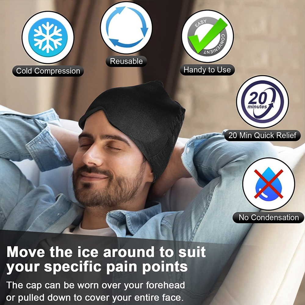 Headache Migraine Relief Hat Gel Hot Cold Therapy Headache Relief Cap Stretchable Compress Hood Sinus & Stress Relief Headache Migraine Relief Hat Gel Hot Cold Therapy Headache Relief Cap Stretchable Compress Hood Sinus & Stress Relief