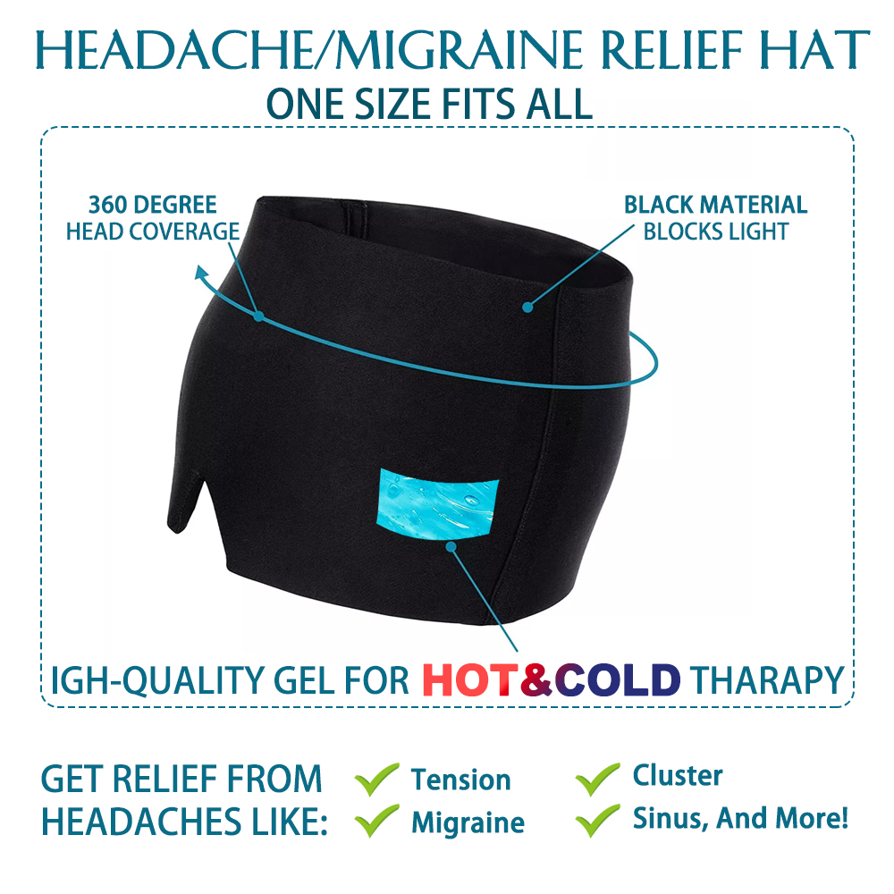 Headache Migraine Relief Hat Gel Hot Cold Therapy Headache Relief Cap Stretchable Compress Hood Sinus & Stress Relief Headache Migraine Relief Hat Gel Hot Cold Therapy Headache Relief Cap Stretchable Compress Hood Sinus & Stress Relief