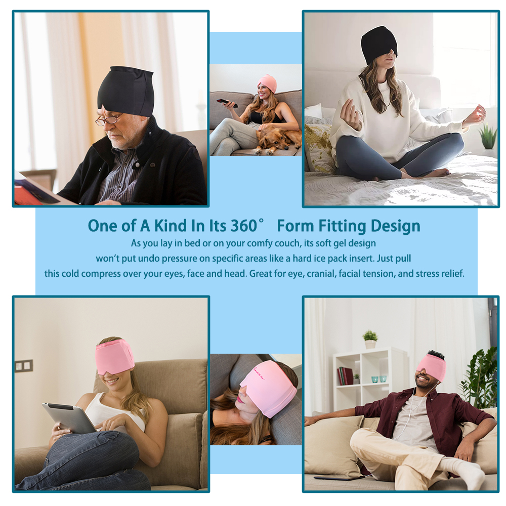 Headache Migraine Relief Hat Gel Hot Cold Therapy Headache Relief Cap Stretchable Compress Hood Sinus & Stress Relief Headache Migraine Relief Hat Gel Hot Cold Therapy Headache Relief Cap Stretchable Compress Hood Sinus & Stress Relief