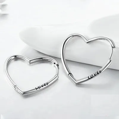 Heart Hoop Earrings Silver Accessory Heart Hoop Earrings Silver Accessory