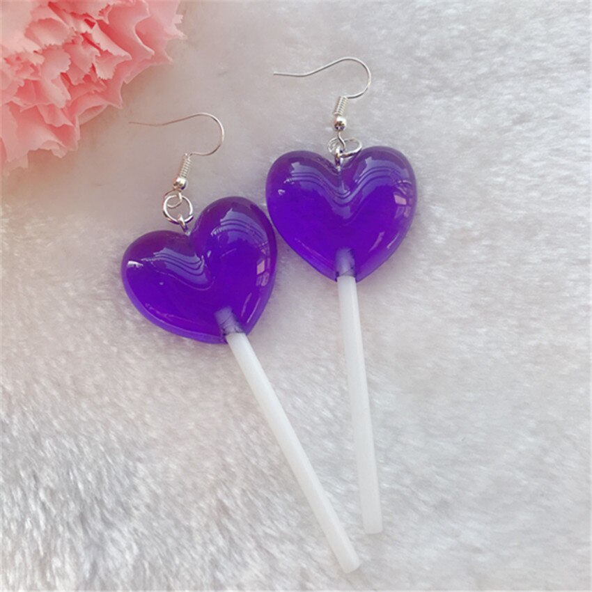 Heart Lollipop Earrings Cute Drop Earrings Heart Lollipop Earrings Cute Drop Earrings