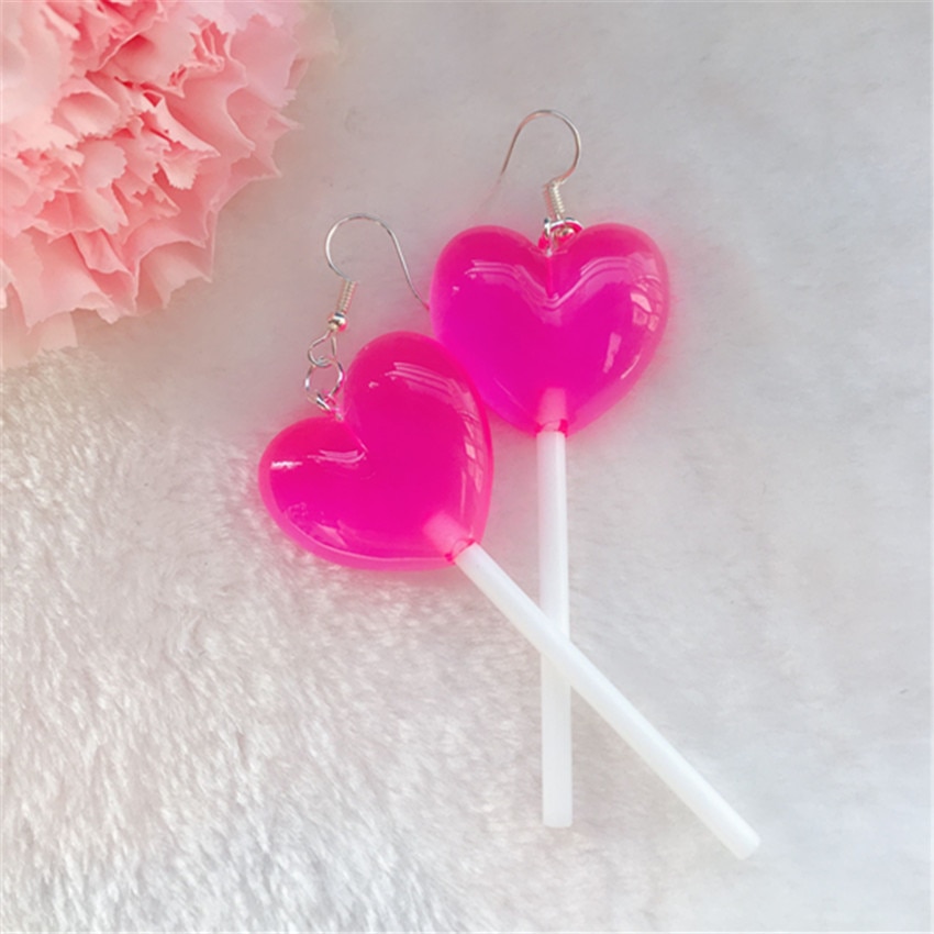 Heart Lollipop Earrings Cute Drop Earrings Heart Lollipop Earrings Cute Drop Earrings