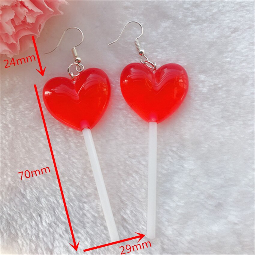 Heart Lollipop Earrings Cute Drop Earrings Heart Lollipop Earrings Cute Drop Earrings