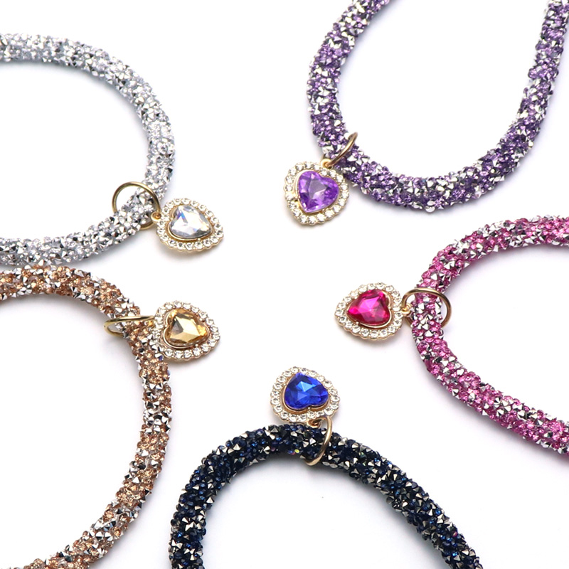 Heart Pendant Crystal Cat Collar Heart Pendant Crystal Cat Collar