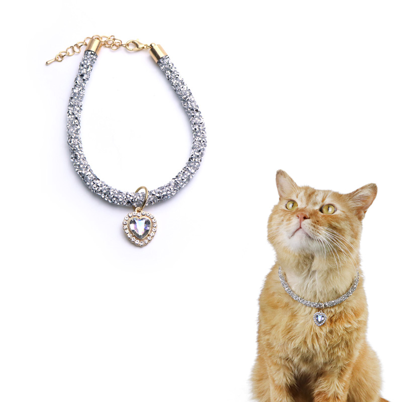 Heart Pendant Crystal Cat Collar Heart Pendant Crystal Cat Collar