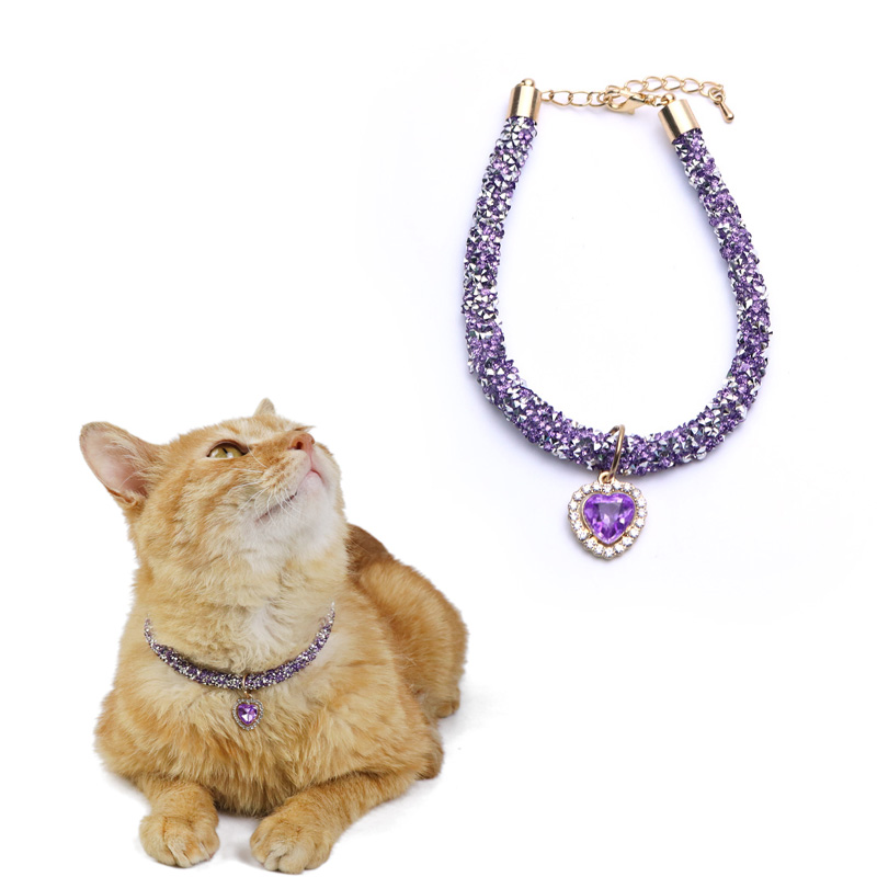 Heart Pendant Crystal Cat Collar Heart Pendant Crystal Cat Collar