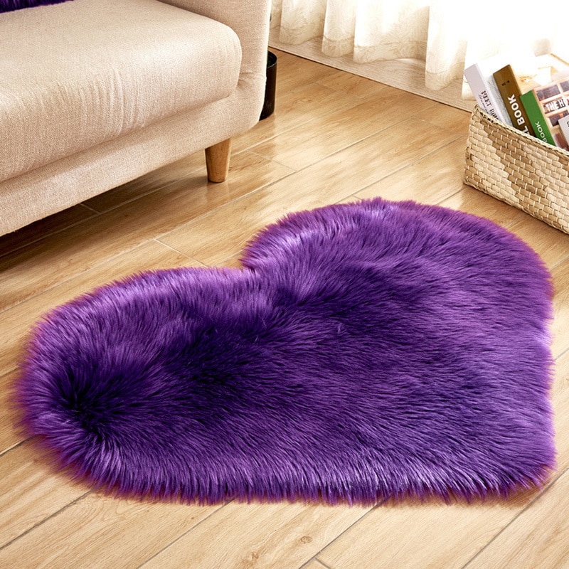 Heart Rug Decorative Faux Fur Mat