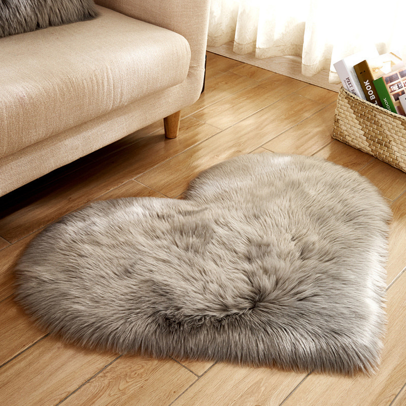 Heart Rug Decorative Faux Fur Mat