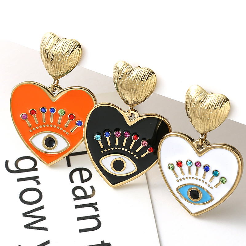 Heart Shaped Evil Eye Drop Earrings Heart Shaped Evil Eye Drop Earrings