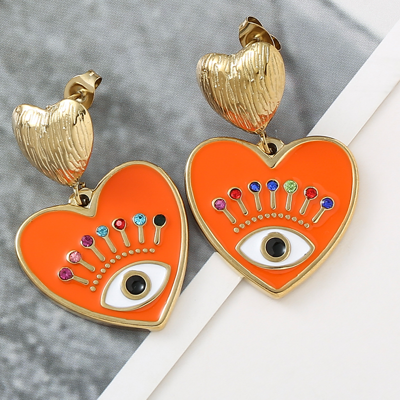 Heart Shaped Evil Eye Drop Earrings Heart Shaped Evil Eye Drop Earrings
