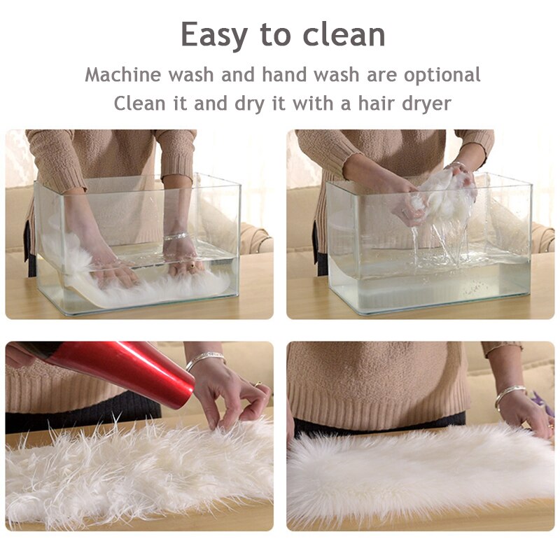 Heart Shaped Fluffy Rug Shaggy Faux Wool Carpet Sofa Cushion Living Room Bedroom Decorative Floor Mats