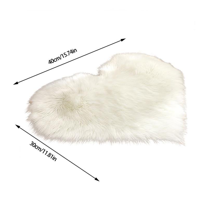 Heart Shaped Fluffy Rug Shaggy Faux Wool Carpet Sofa Cushion Living Room Bedroom Decorative Floor Mats