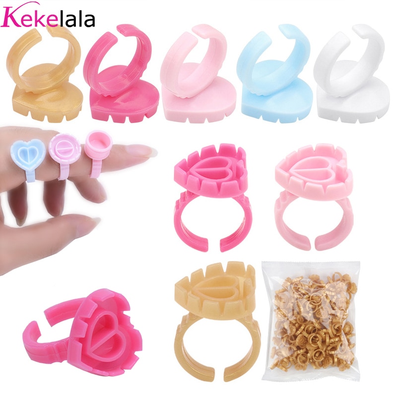 Heart Shaped Lash Glue Rings (100 pcs)