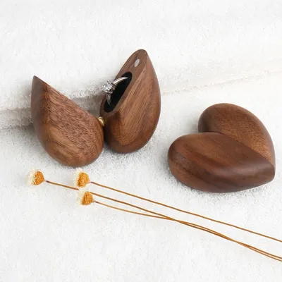 Heart Shaped Wooden Engagement Ring Box Heart Shaped Wooden Engagement Ring Box