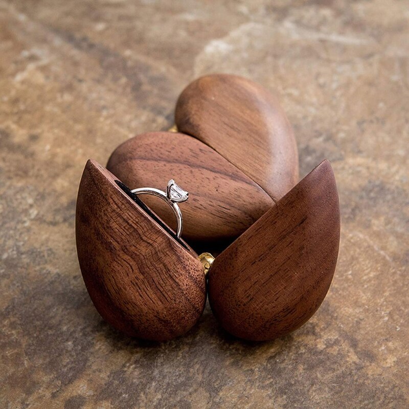 Heart Shaped Wooden Engagement Ring Box Heart Shaped Wooden Engagement Ring Box