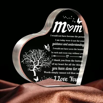 Heart Transparent Acrylic Ornaments Decorations Gift for My Mom Birthday Present From Family Souvenir