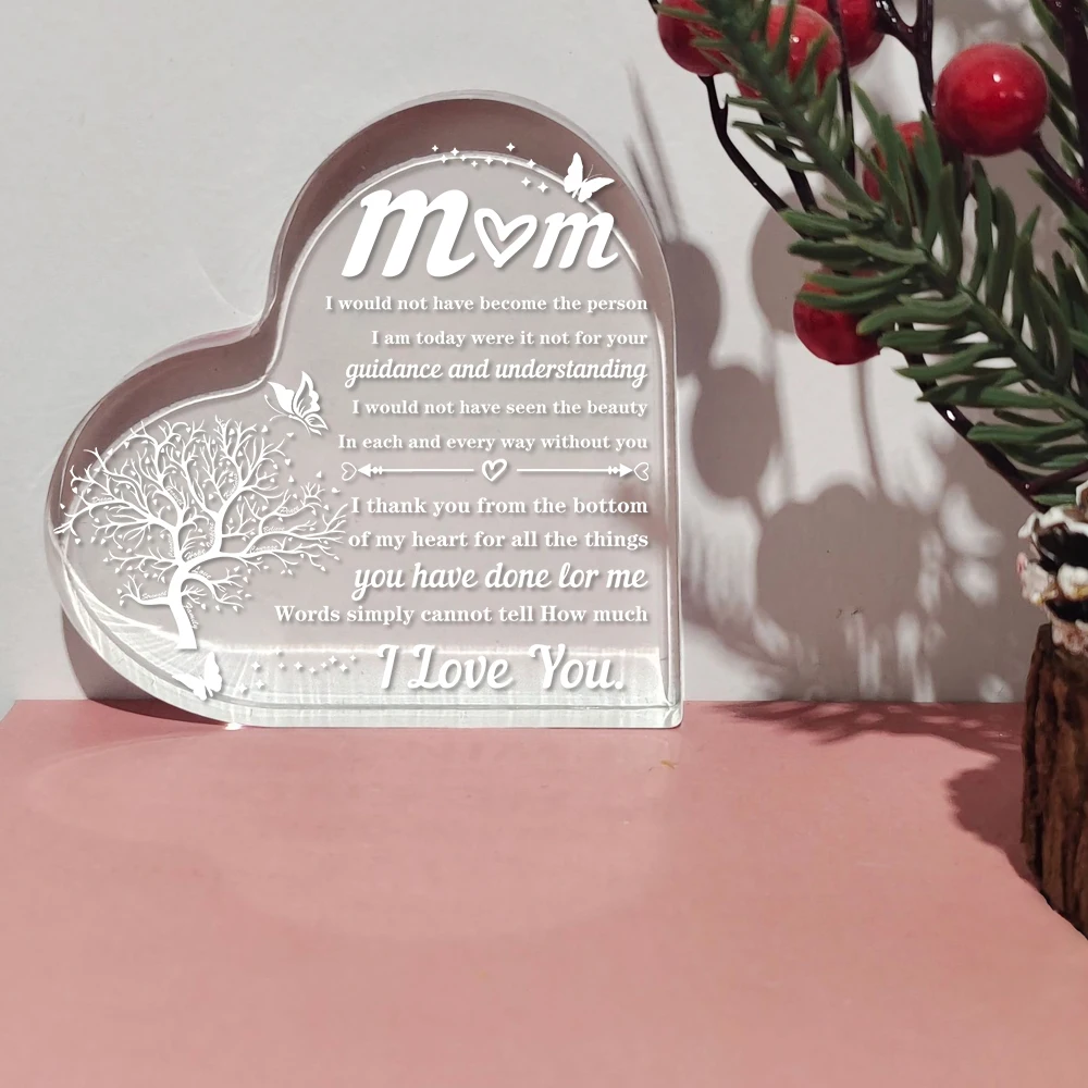 Heart Transparent Acrylic Ornaments Decorations Gift for My Mom Birthday Present From Family Souvenir