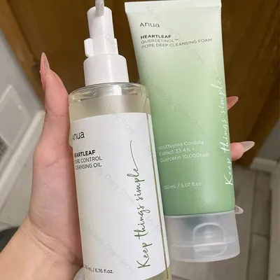 Heartleaf Cleansing Oil and Foam Set Deep Clean Pore Oil Control Facial Cleanser Plant Extract Mild Foam Clean Korean