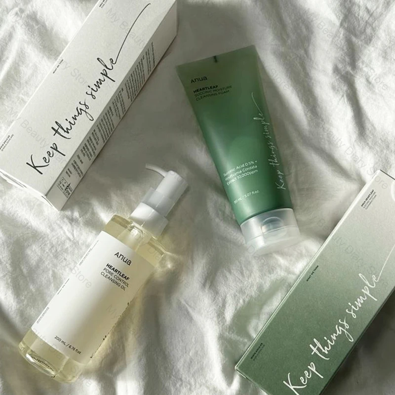 Heartleaf Cleansing Oil and Foam Set Deep Clean Pore Oil Control Facial Cleanser Plant Extract Mild Foam Clean Korean