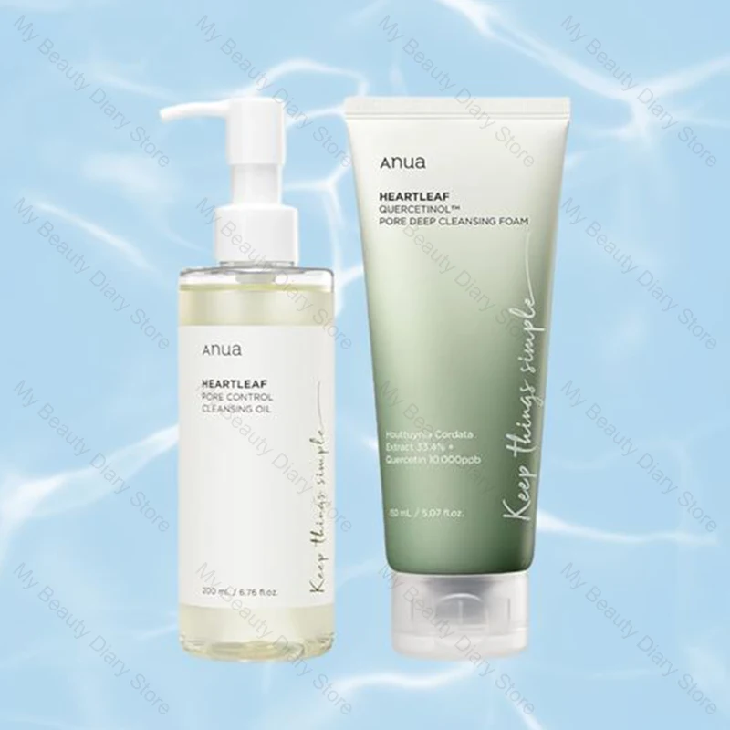 Heartleaf Cleansing Oil and Foam Set Deep Clean Pore Oil Control Facial Cleanser Plant Extract Mild Foam Clean Korean
