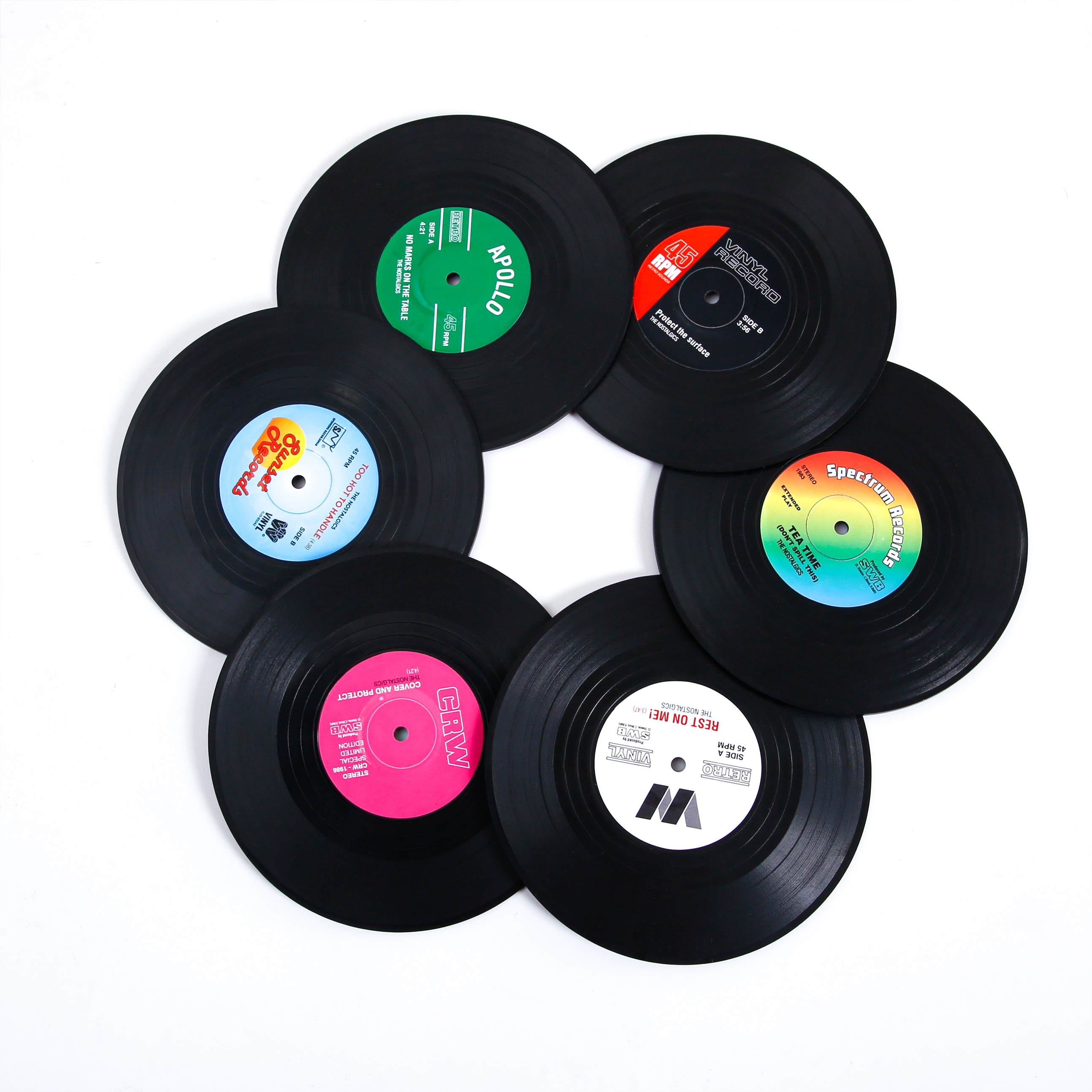 Heat Resistant Non Slip Record Coaster (6 pcs) Heat Resistant Non Slip Record Coaster (6 pcs)