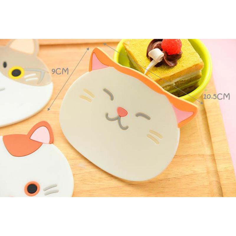 Heat-Resistant Silicone Cat Coasters (6 pcs)