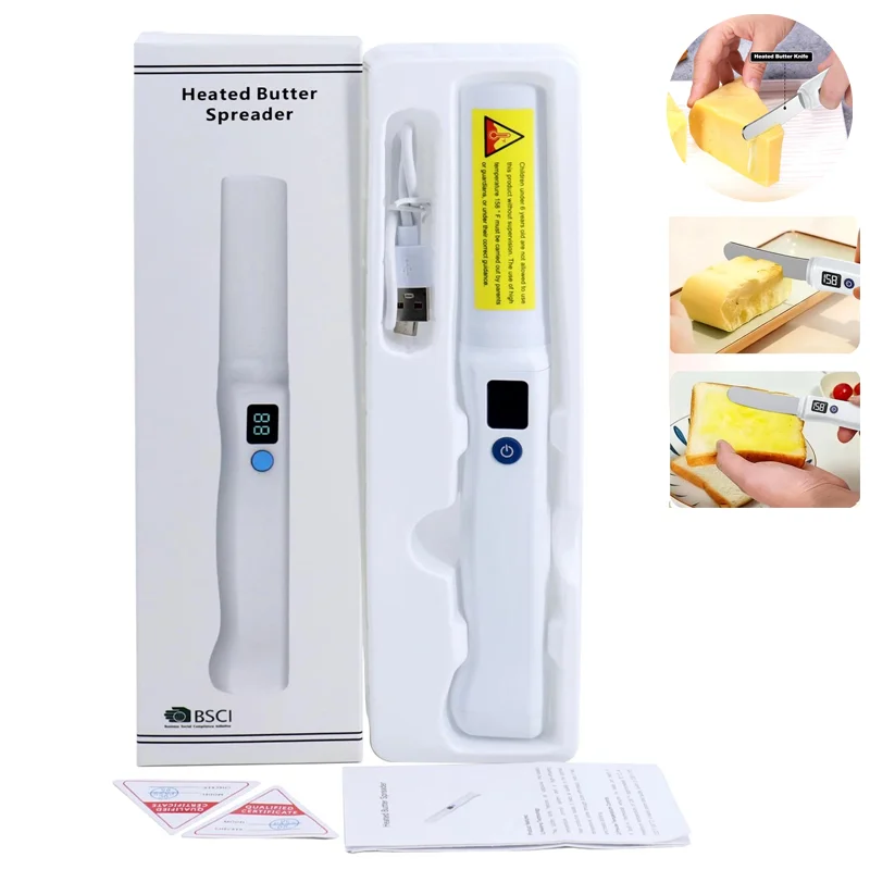 Heated Butter Knife USB Rechargeable Electric Spreader Stainless Steel Tools For Cold Butter Cheese Jam Toast Kitchen Heated Butter Knife USB Rechargeable Electric Spreader Stainless Steel Tools For Cold Butter Cheese Jam Toast Kitchen
