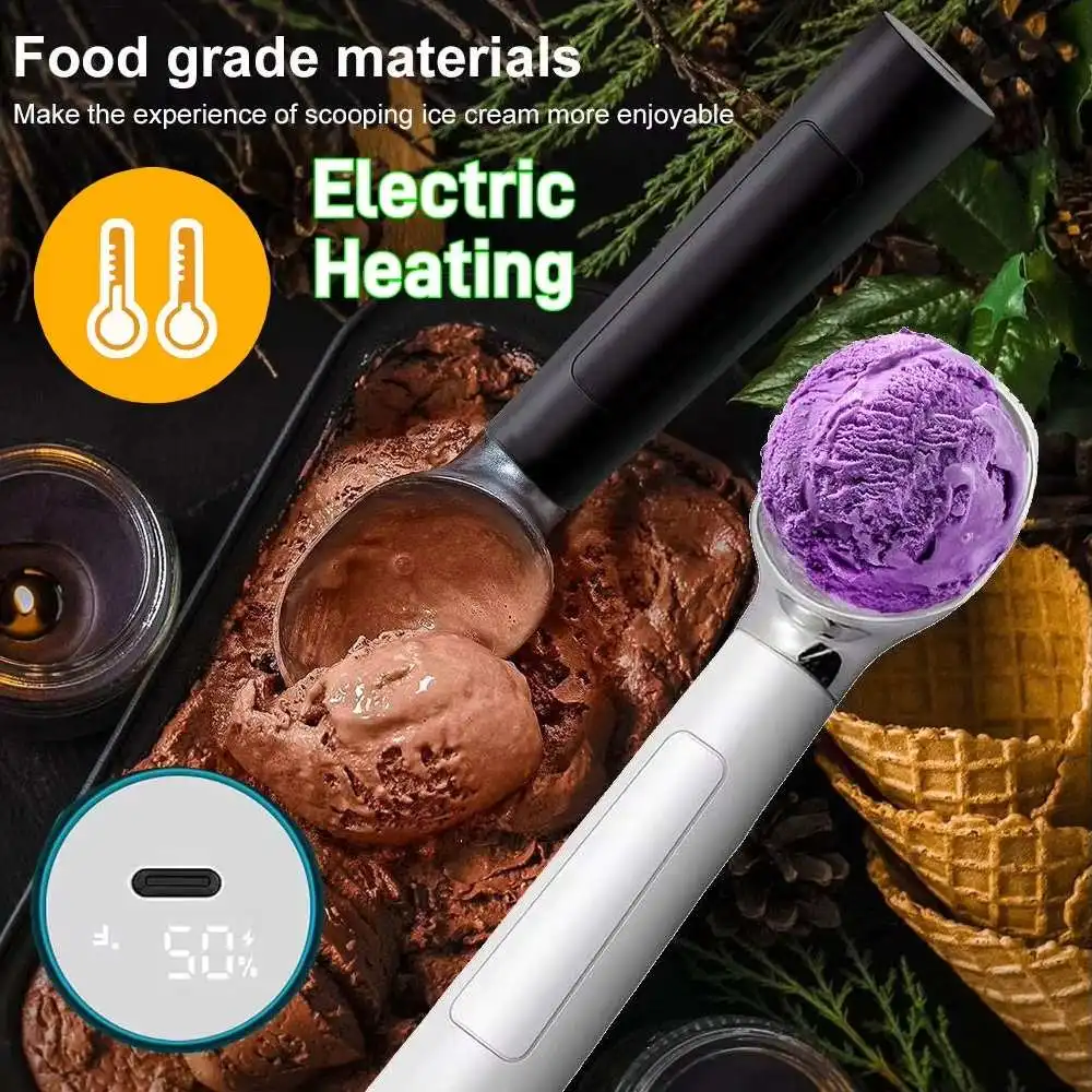 Heated Ice Cream Spoon Portable Rechargeable Non-stick Anti-feeze Ice Cream Baller Scoop Home Kitchen Tools Home ice Heated Ice Cream Spoon Portable Rechargeable Non-stick Anti-feeze Ice Cream Baller Scoop Home Kitchen Tools Home ice