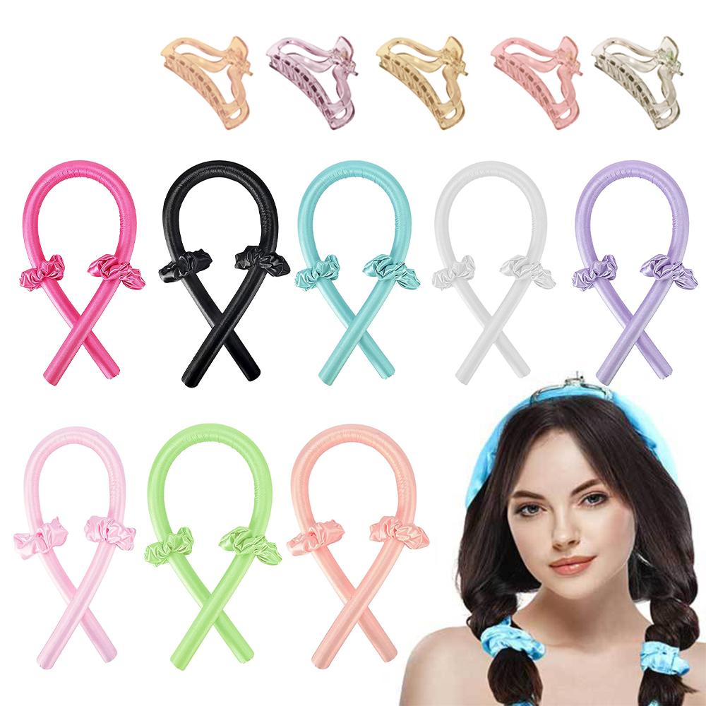 Heatless Curling Rod Headband No Heat Silk Curls Ribbon Hair Rollers Sleeping Soft Headband Lazy Hair Accessoire