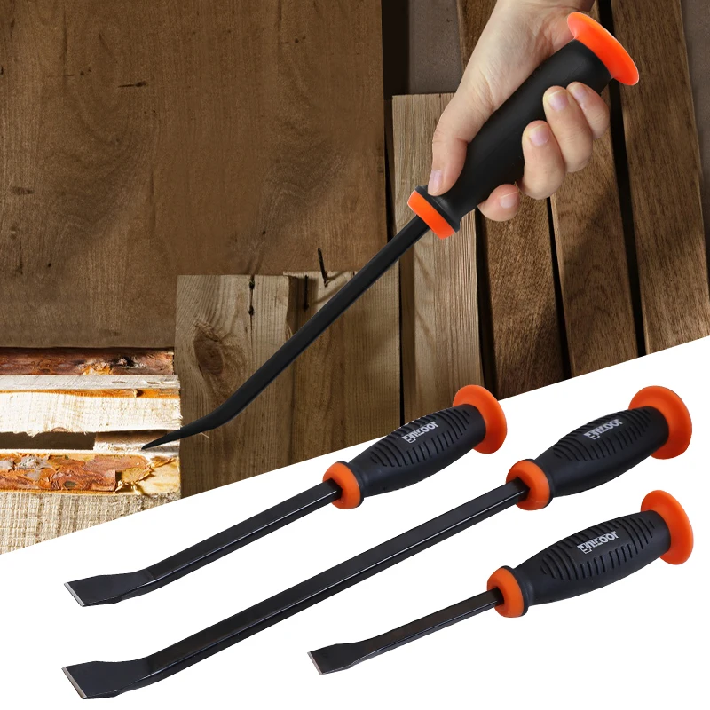 Heavy Duty Pry Bar Industrial Grade Thicken Crowbar with Angled Tip Protective Hammer Strike Cap Handle for Lifting and Heavy Duty Pry Bar Industrial Grade Thicken Crowbar with Angled Tip Protective Hammer Strike Cap Handle for Lifting and