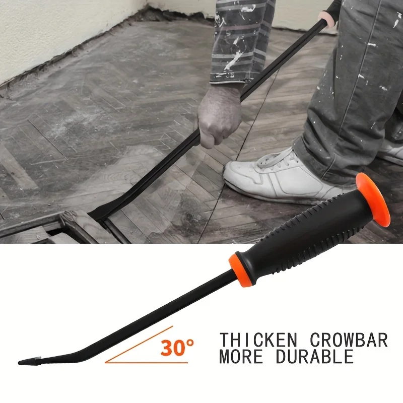 Heavy Duty Pry Bar Industrial Grade Thicken Crowbar with Angled Tip Protective Hammer Strike Cap Handle for Lifting and
