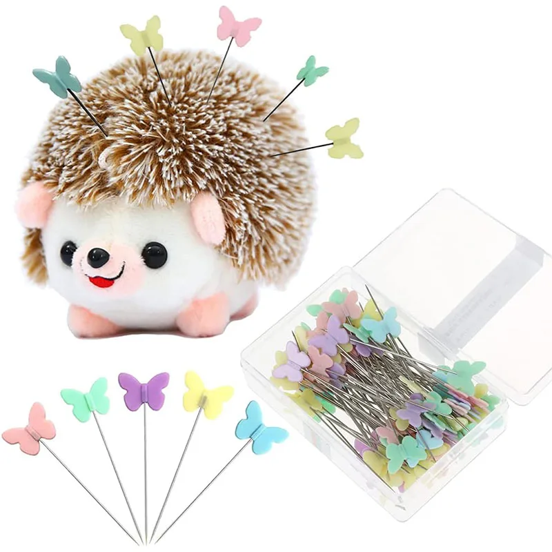 Hedgehog Pin Cushion with 100 Colorful Sewing Pins