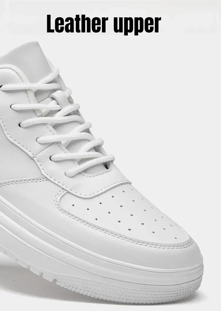 Height Increasing Shoes for Men 10cm Invisible Elevator Sneakers White Leathe Sport Zapatillas De Hombre Big Size 46