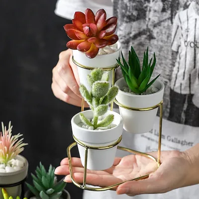 Herb Pots 3-in-1 with Metal Stand Herb Pots 3-in-1 with Metal Stand