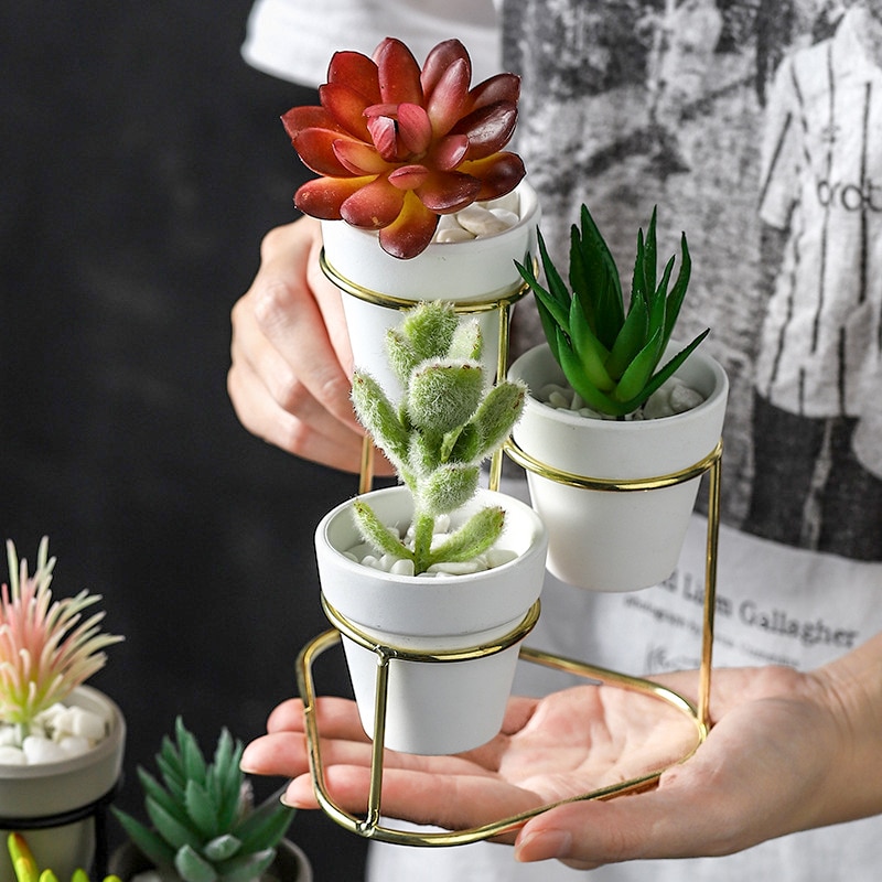 Herb Pots 3-in-1 with Metal Stand Herb Pots 3-in-1 with Metal Stand