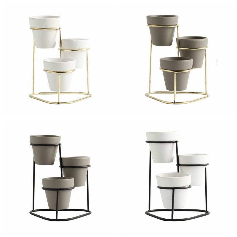 Herb Pots 3-in-1 with Metal Stand Herb Pots 3-in-1 with Metal Stand