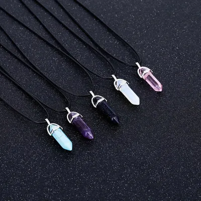 Hexagon Shape Natural Stone Necklace Hexagon Shape Natural Stone Necklace