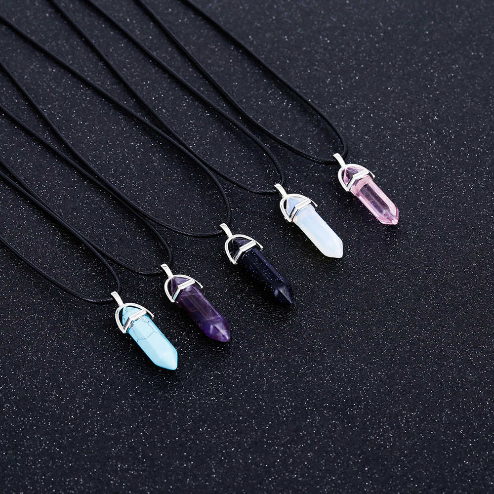 Hexagon Shape Natural Stone Necklace