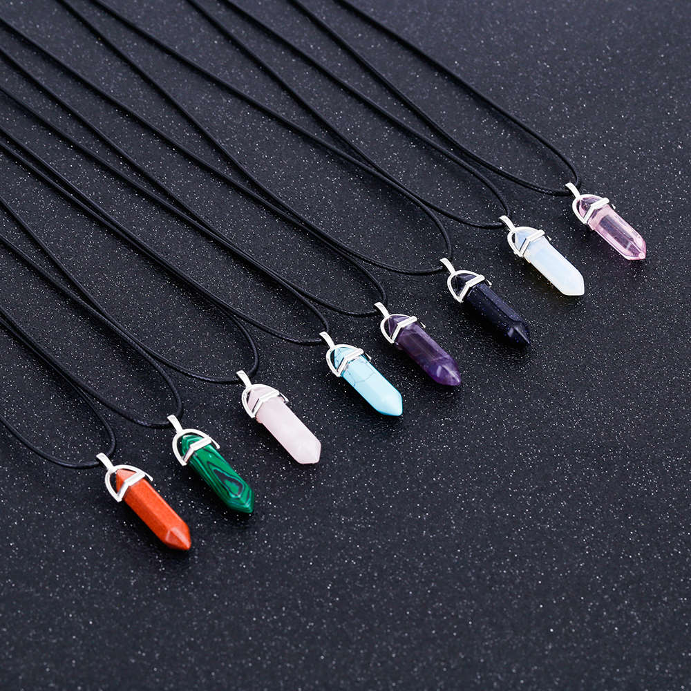 Hexagon Shape Natural Stone Necklace Hexagon Shape Natural Stone Necklace