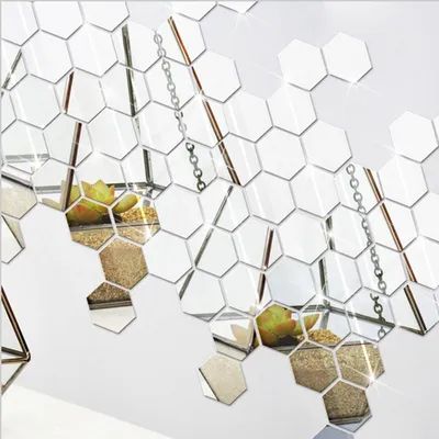 Hexagon Wall Mirrors Stickers (12 Pcs) Hexagon Wall Mirrors Stickers (12 Pcs)