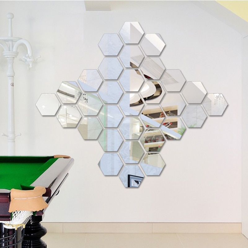 Hexagon Wall Mirrors Stickers (12 Pcs) Hexagon Wall Mirrors Stickers (12 Pcs)