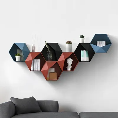 Hexagon Wall Shelf Self-Adhesive Wall Decor Hexagon Wall Shelf Self-Adhesive Wall Decor