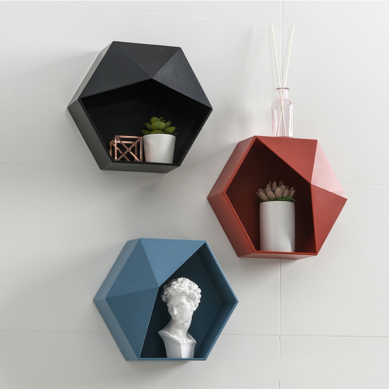 Hexagon Wall Shelf Self-Adhesive Wall Decor Hexagon Wall Shelf Self-Adhesive Wall Decor