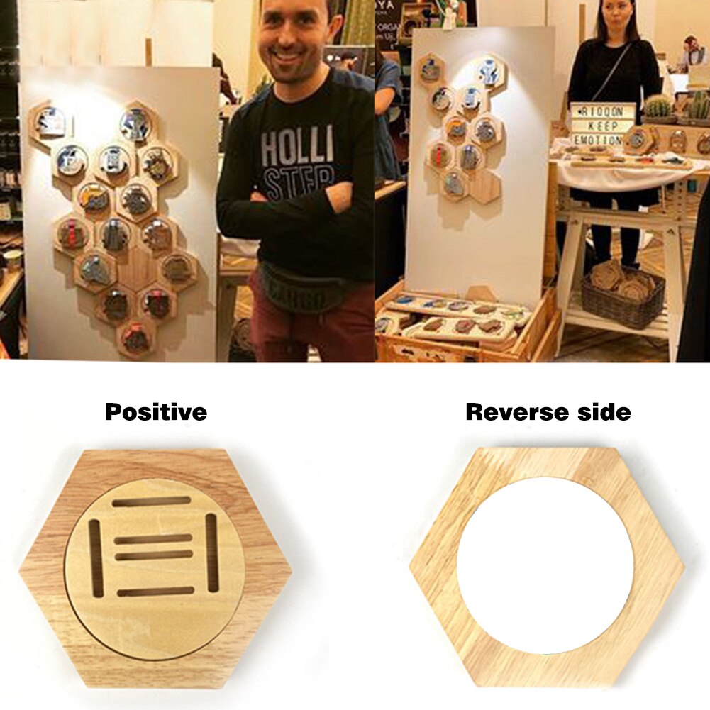 Hexagon Wall Wooden Medal Holder